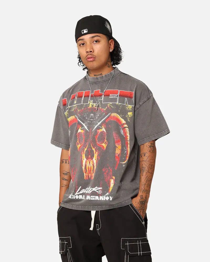 Loiter Digital Insanity Vintage T-Shirt Charcoal 1