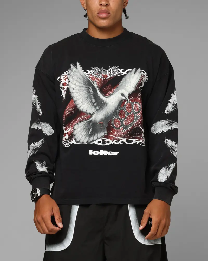 Loiter Dove Vintage Long Sleeve T-Shirt Black 1