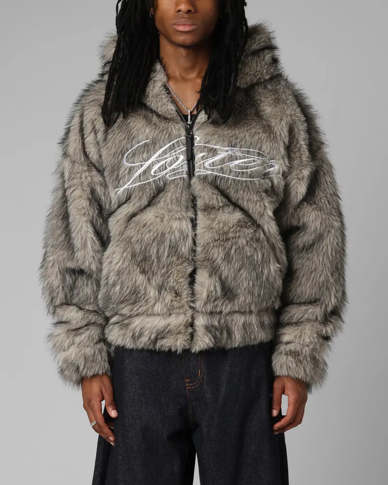 Loiter Faux Fur Hooded Jacket Off White 1