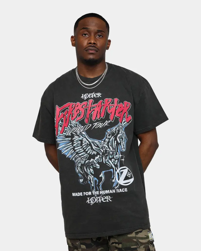 Loiter Firestarter Tour Ultra Premium Vintage T-Shirt Black Wash 1