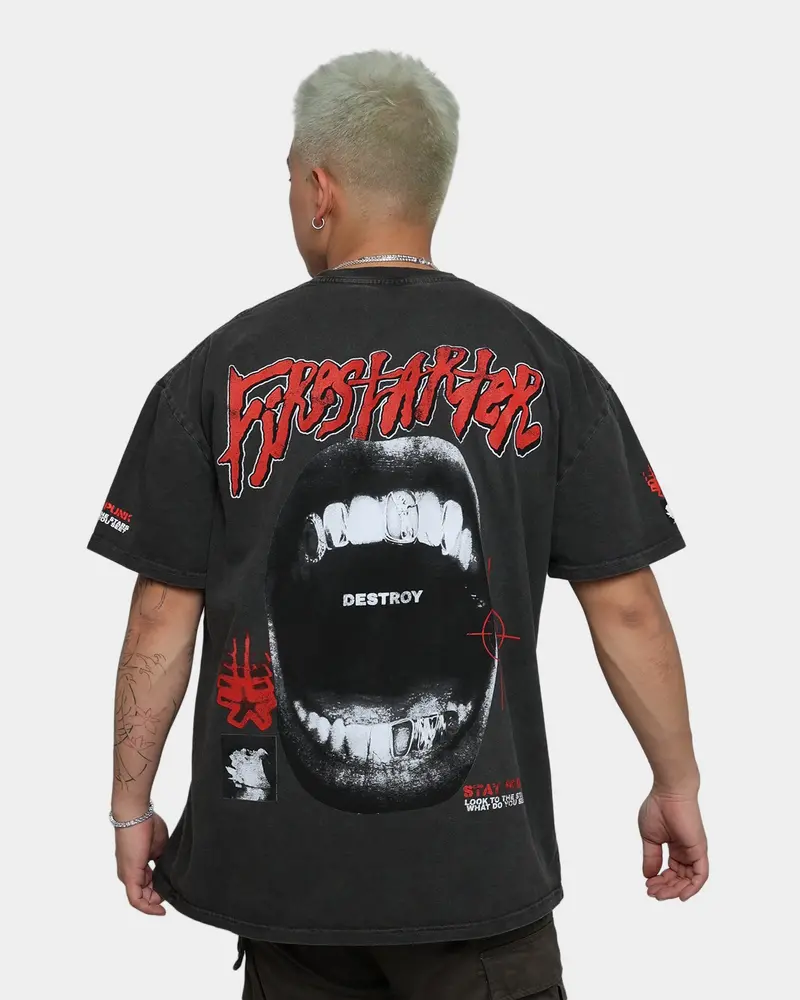 Loiter Firestarter Ultra Premium Vintage T-Shirt Black Wash 1