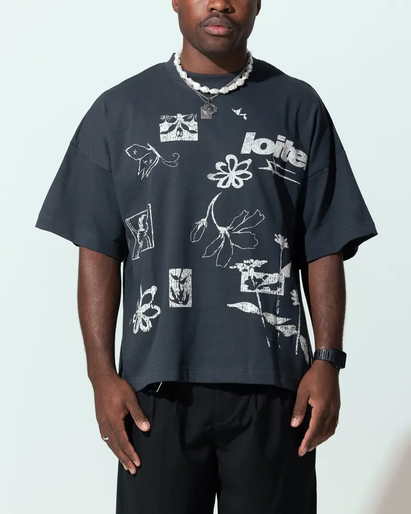 Loiter Flowerbed Box T-Shirt Charcoal 1