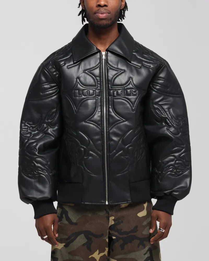 Loiter Fury Vegan Leather Jacket Washed Black 1