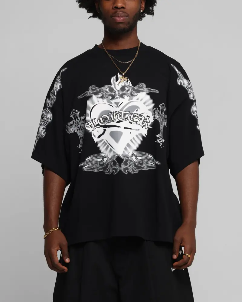 Loiter Hearts T-Shirt Black 1