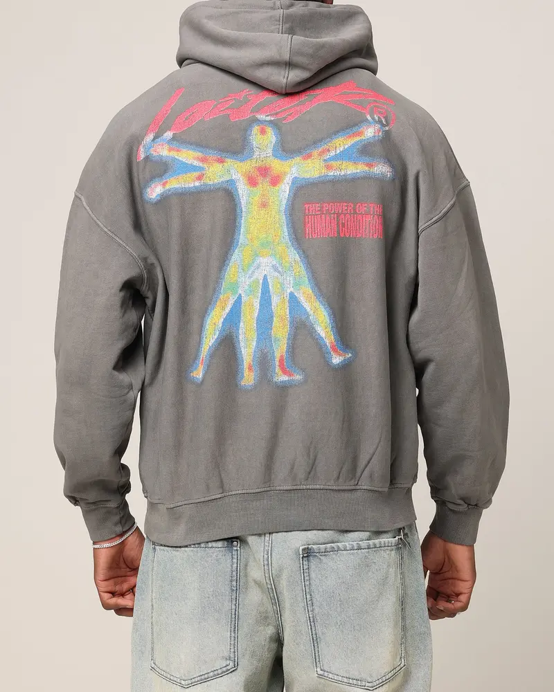 Loiter Human Condition Hoodie Washed Charcoal 1