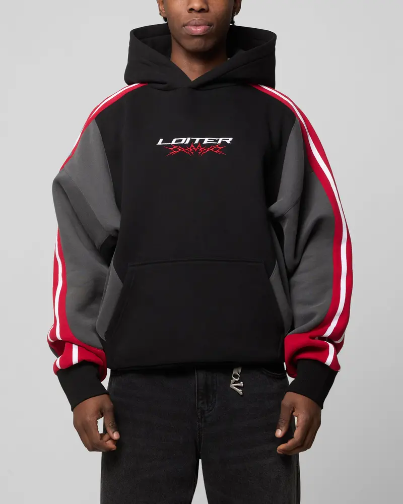 Loiter Hunter Patchwork Hoodie Black/Red 1