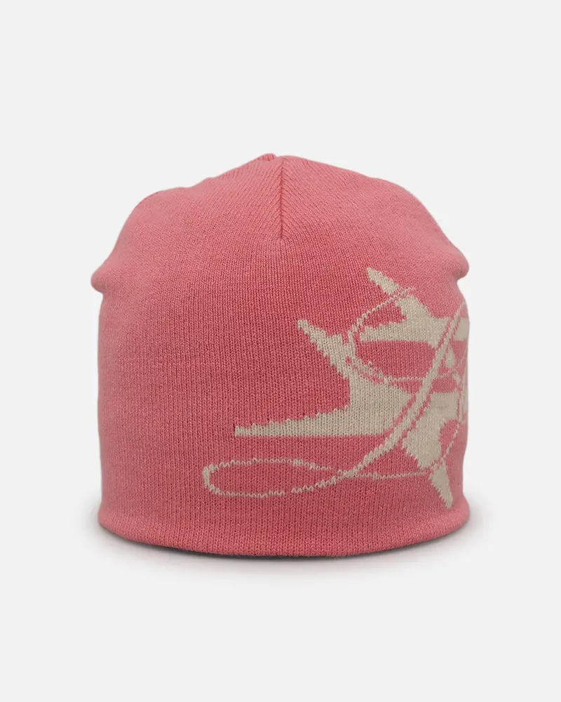 Loiter Hybrid Skull Knit Beanie Pink 1