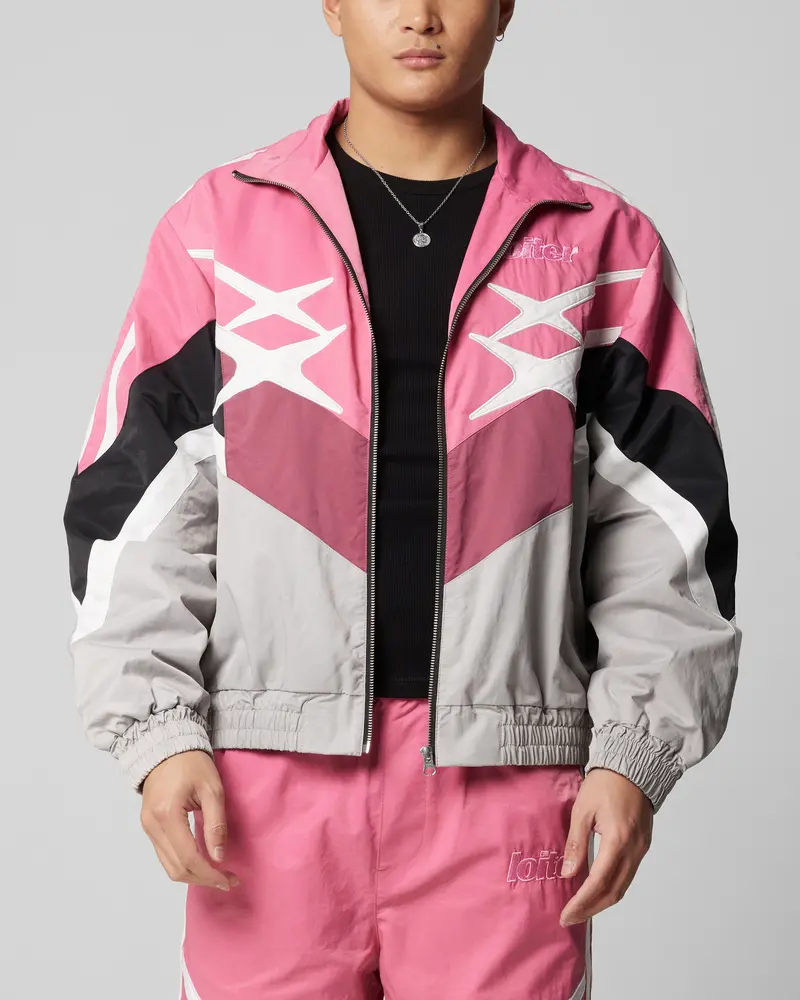 Loiter Hybrid Track Jacket Pink/Grey 1