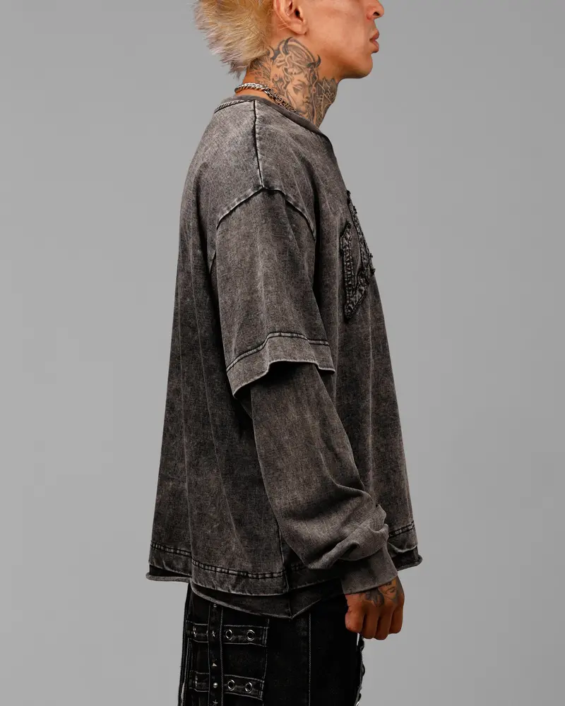 Loiter Impact Long Sleeve T-Shirt Washed Black/White 4
