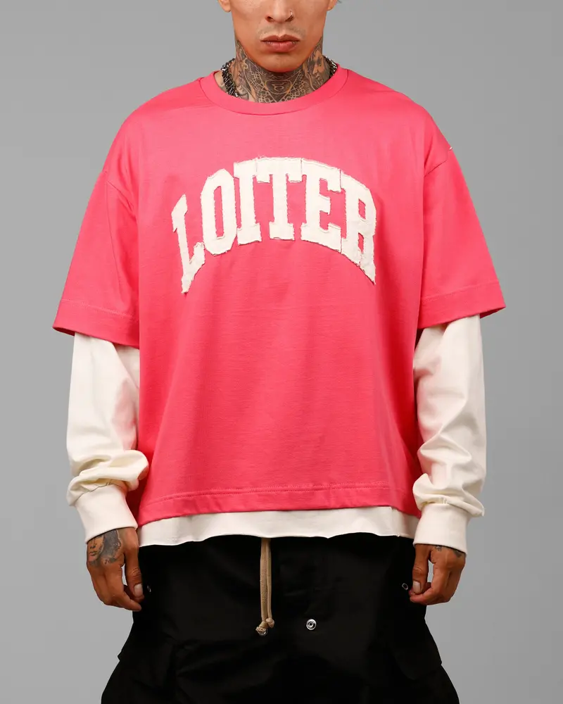 Loiter Impact Long Sleeve T-Shirt Washed Pink/White 1