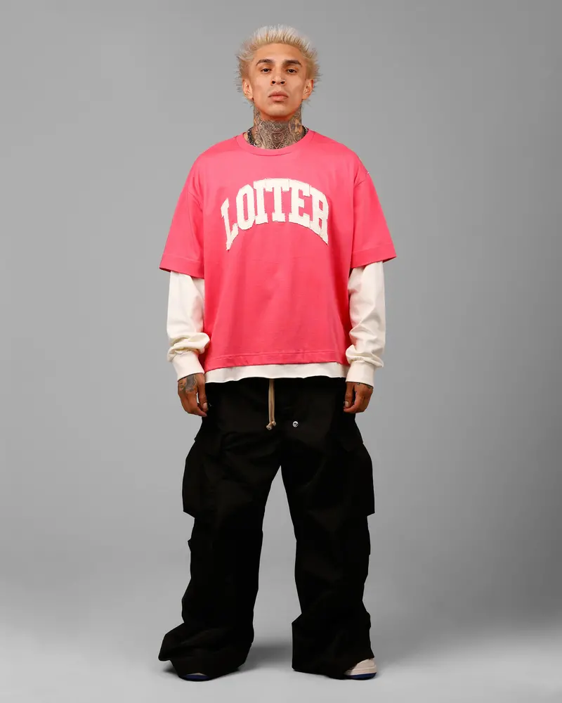Loiter Impact Long Sleeve T-Shirt Washed Pink/White 3
