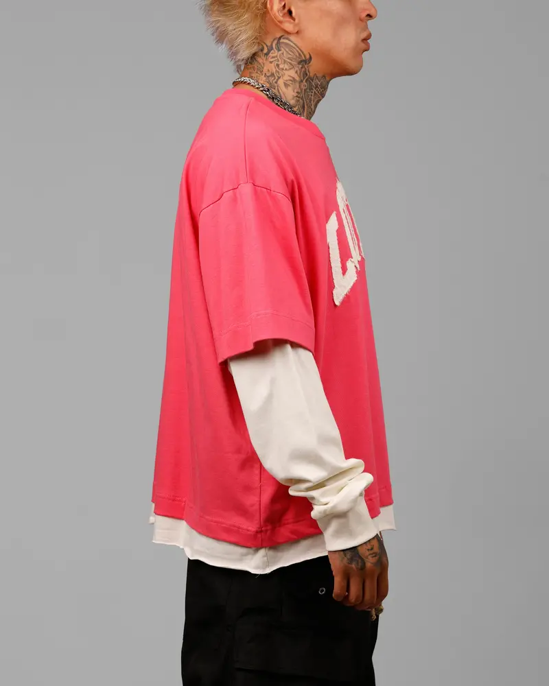 Loiter Impact Long Sleeve T-Shirt Washed Pink/White 4