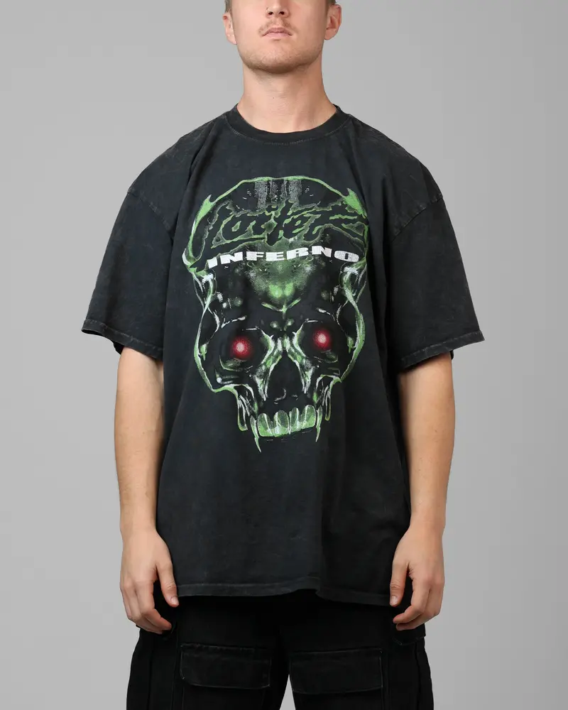 Loiter Inferno Drop T-Shirt Black Acidwash 1