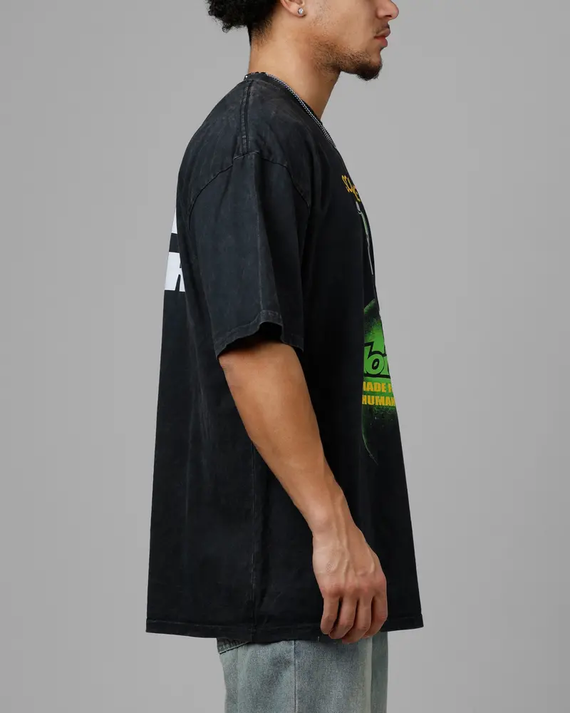 Loiter Live Laugh Love Drop T-Shirt Black Acidwash 4