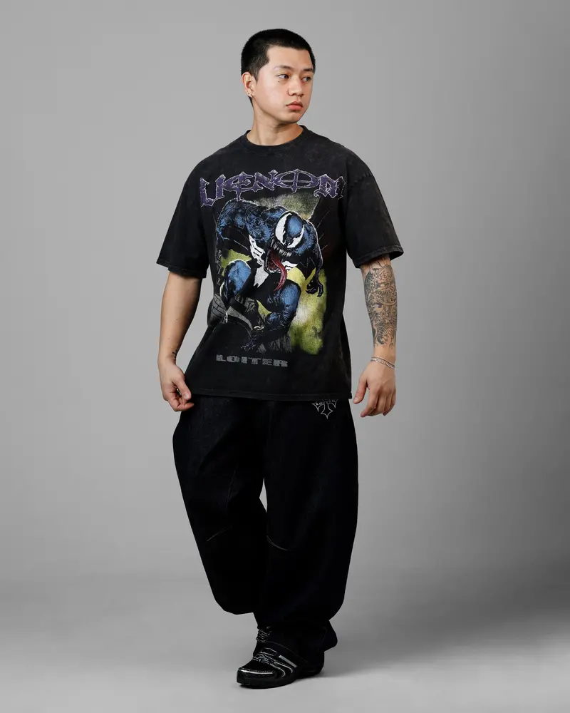 Loiter Marvel Venom Vintage T-Shirt Black Acidwash 3