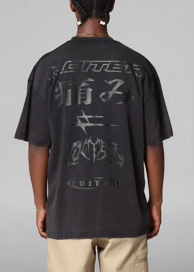 Loiter Pain T-Shirt Black Acidwash 1