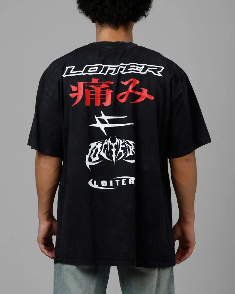 Loiter Pain Vintage T-Shirt Black Acidwash 1