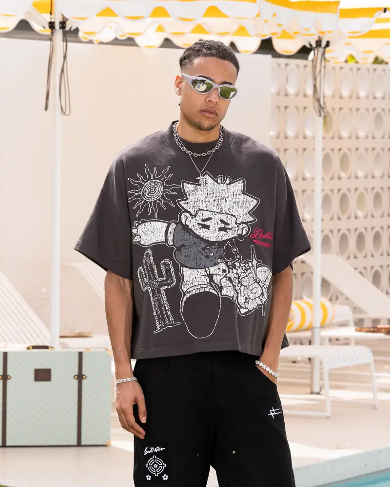 Loiter Palm Spring Box T-Shirt Charcoal 1