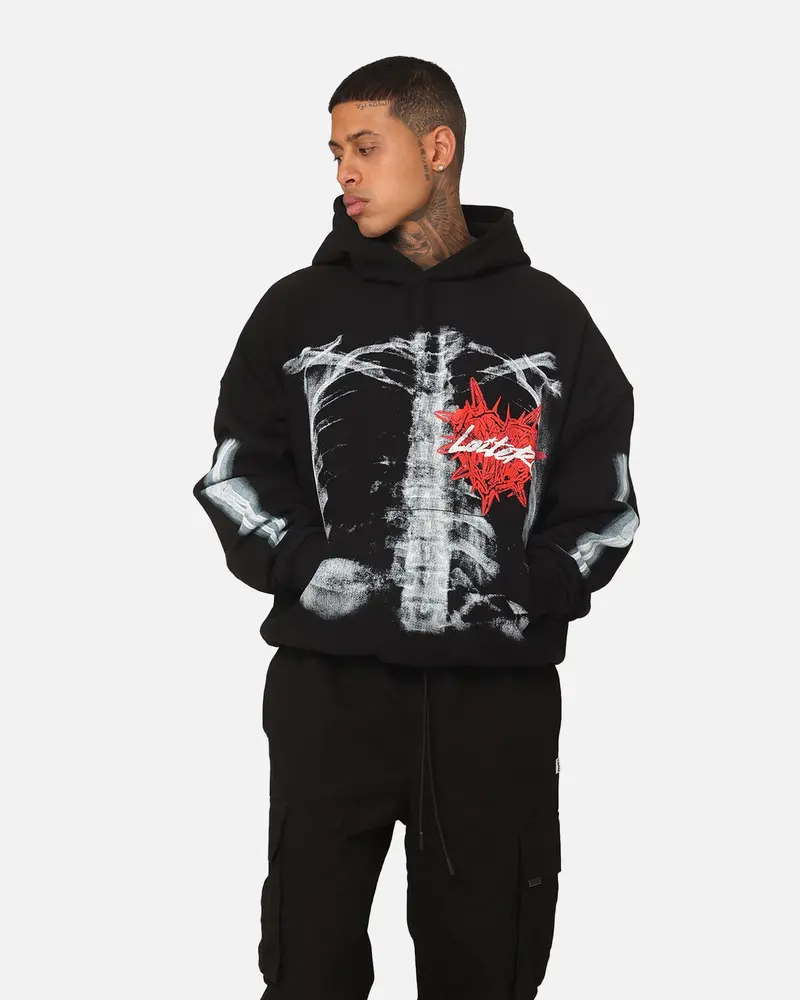 Loiter Ribcage Vintage Hoodie Black 1
