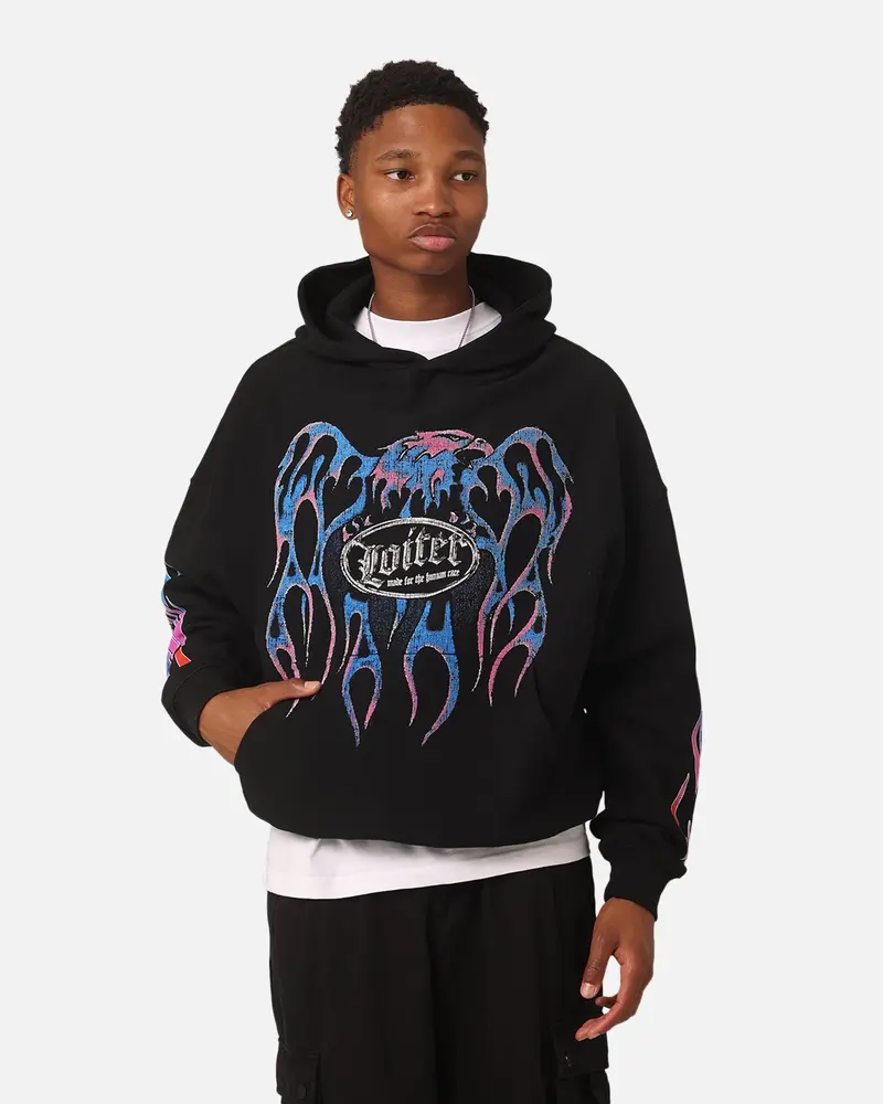 Loiter Rider Vintage Hoodie Black 1