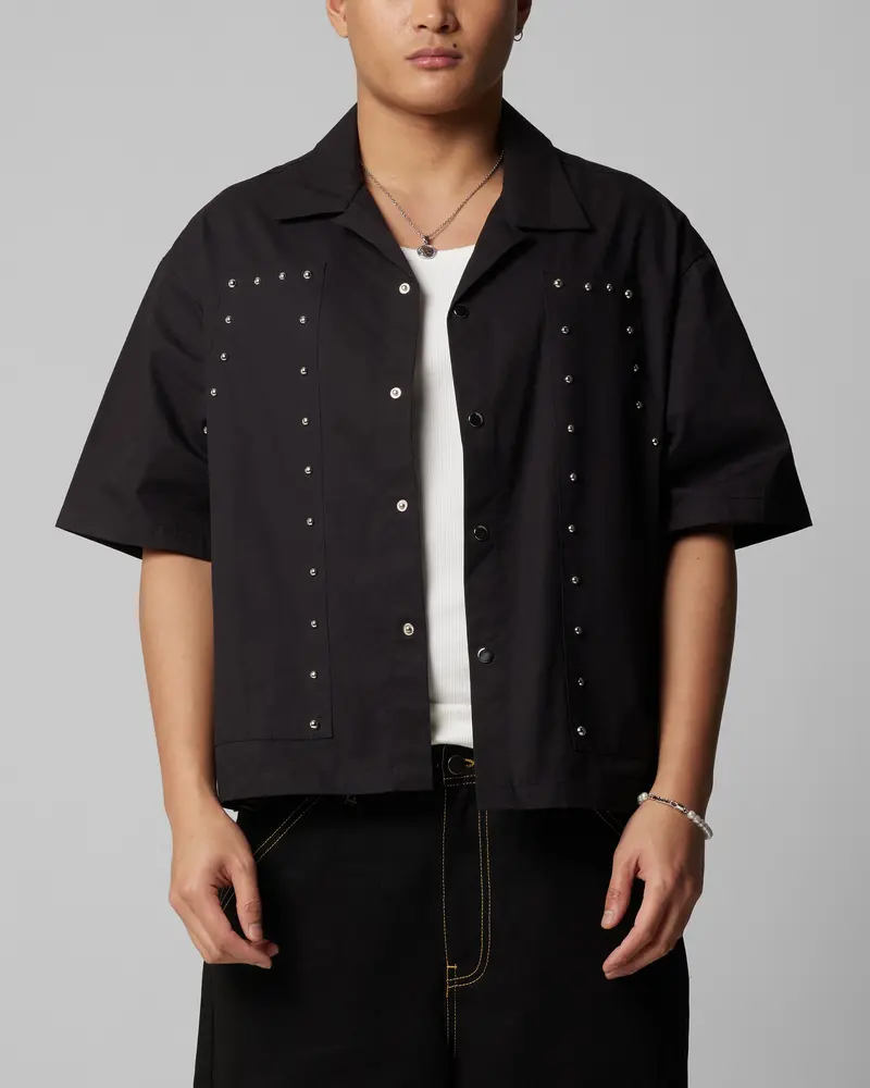 Loiter Riot Button Up Shirt Black 1