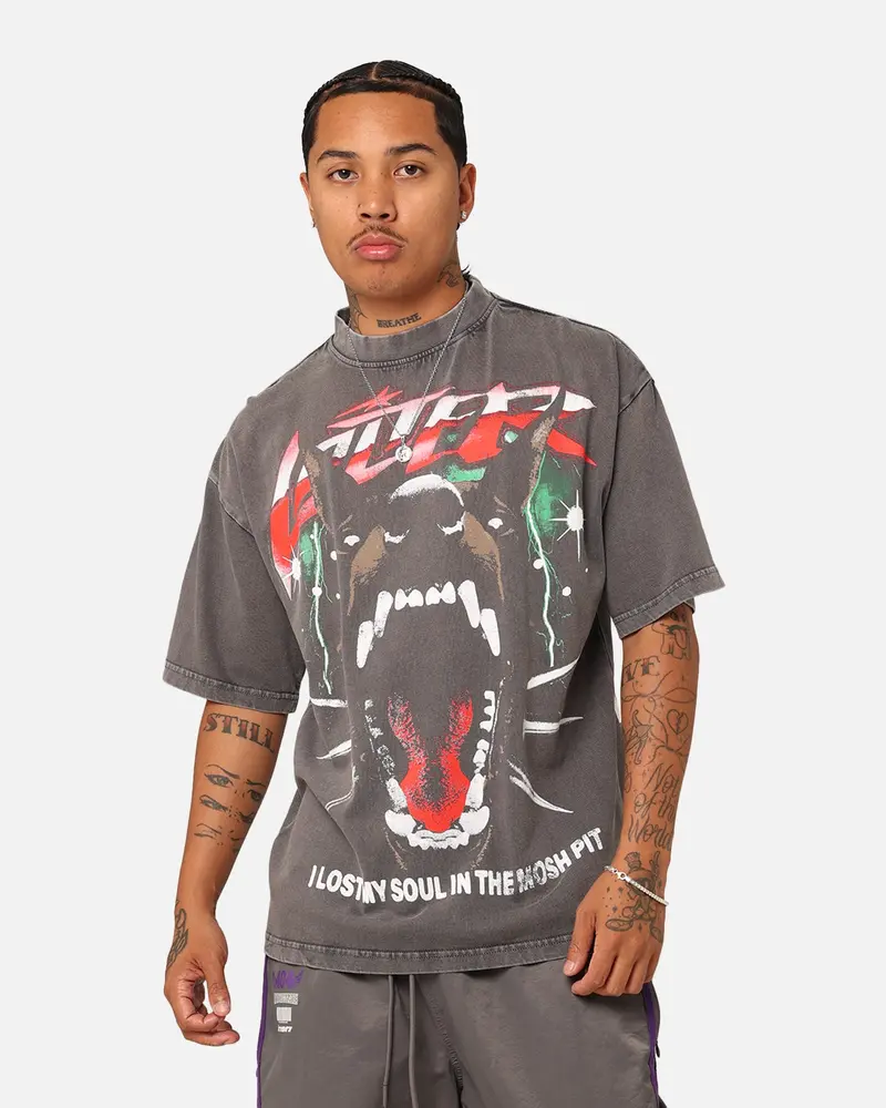 Loiter Riot Squad Vintage T-Shirt Charcoal Grey 1