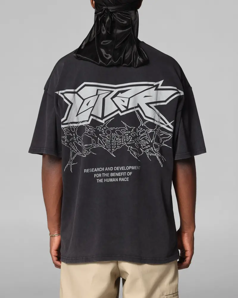 Loiter Runway T-Shirt Black Acidwash 1