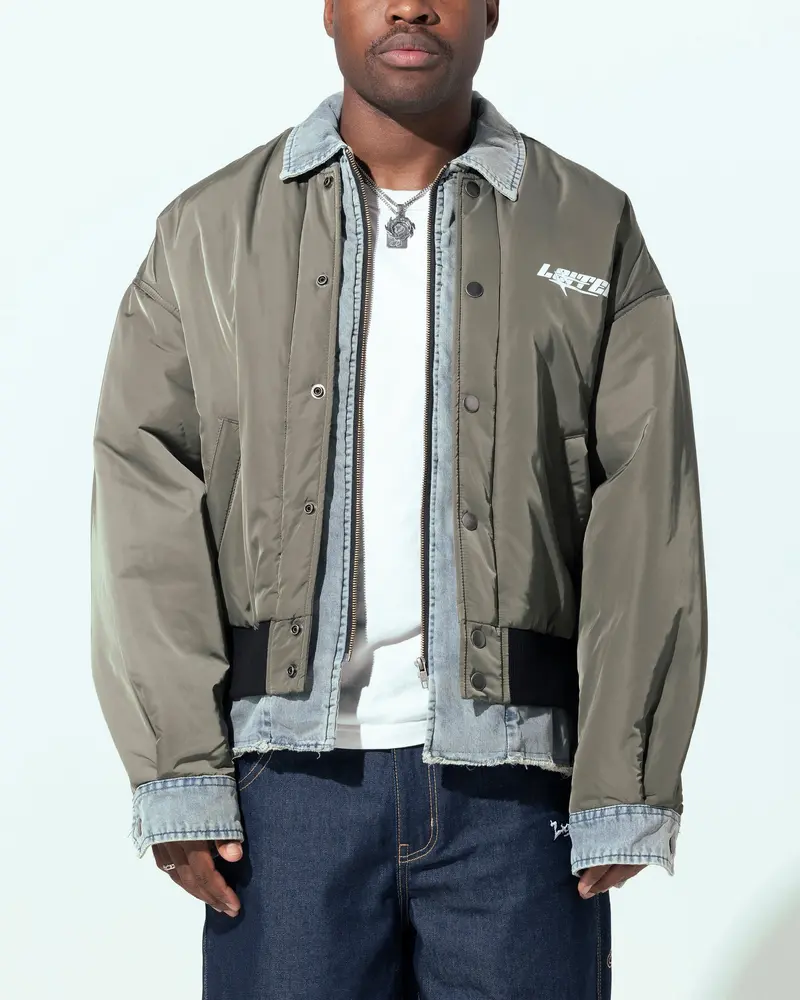 Loiter Shadow Layered Bomber Jacket Khaki 1