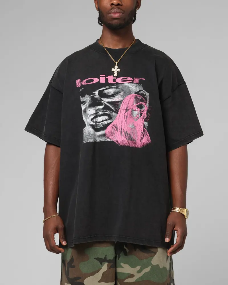 Loiter Silicone Premium Vintage T-Shirt Washed Black 1