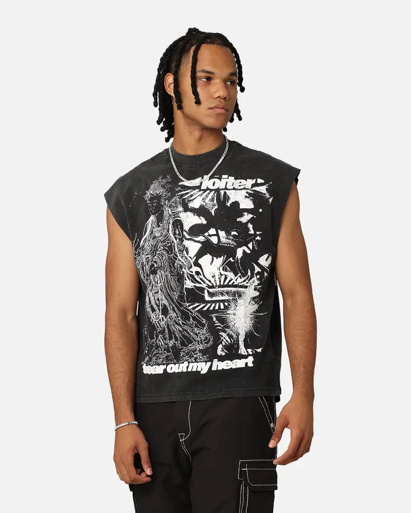 Loiter Soulless Oversized Muscle T-Shirt Vintage Black 1