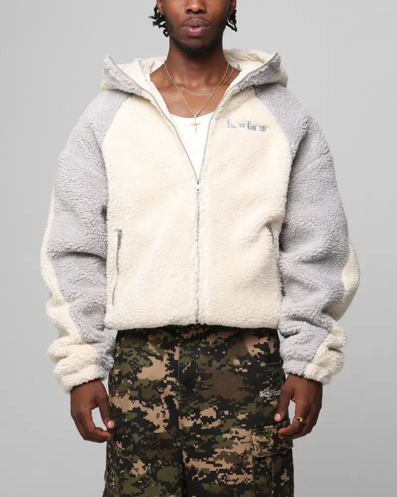 Loiter Speedway Fleece Jacket Stone 1