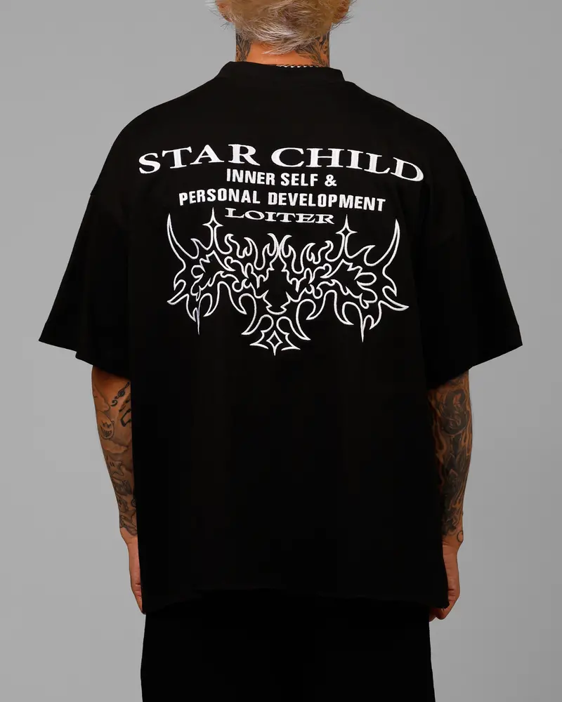 Loiter Star Child Pocket T-Shirt Black 1