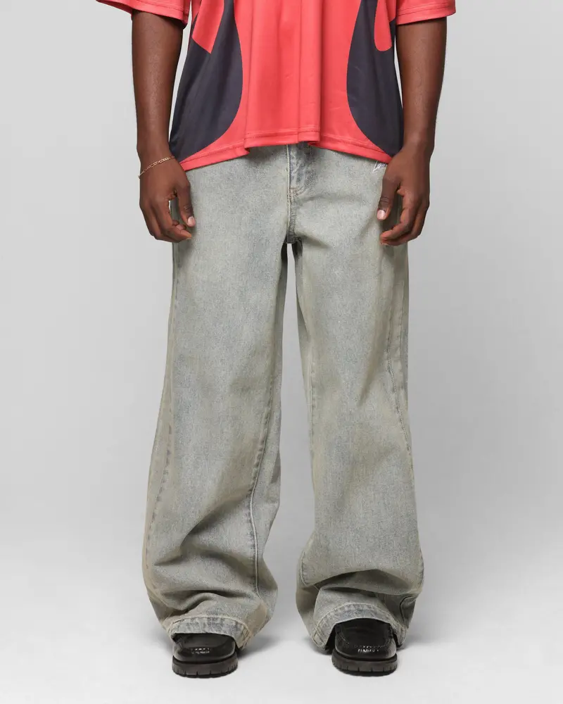 Loiter Star Walker Wide Leg Jean Washed Blue 1