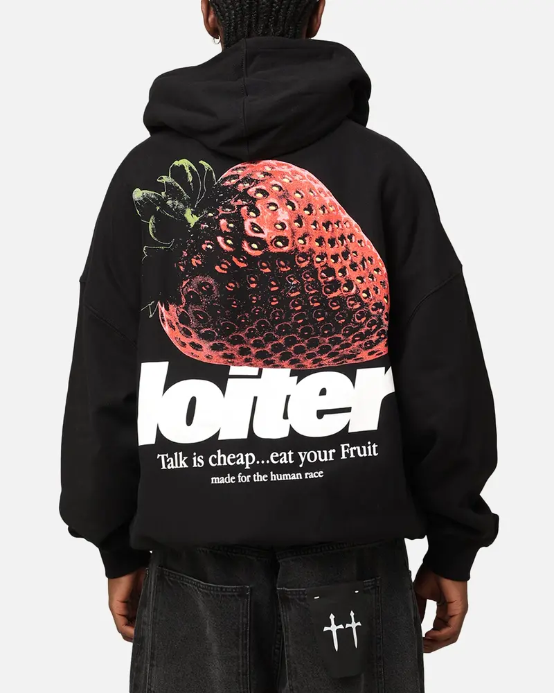 Loiter Strawberry Hoodie Black 1