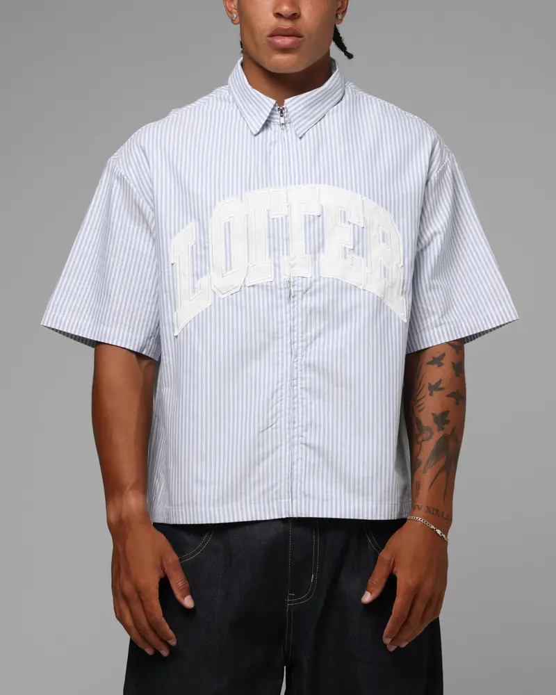 Loiter Studio Zip Shirt Blue Stripe 1