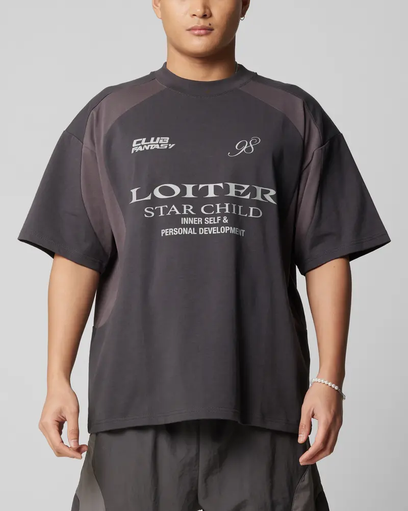 Loiter Subcultural Panel T-Shirt Charcoal 1