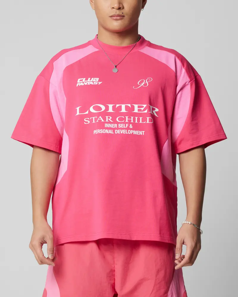 Loiter Subcultural Panel T-Shirt Pink 1