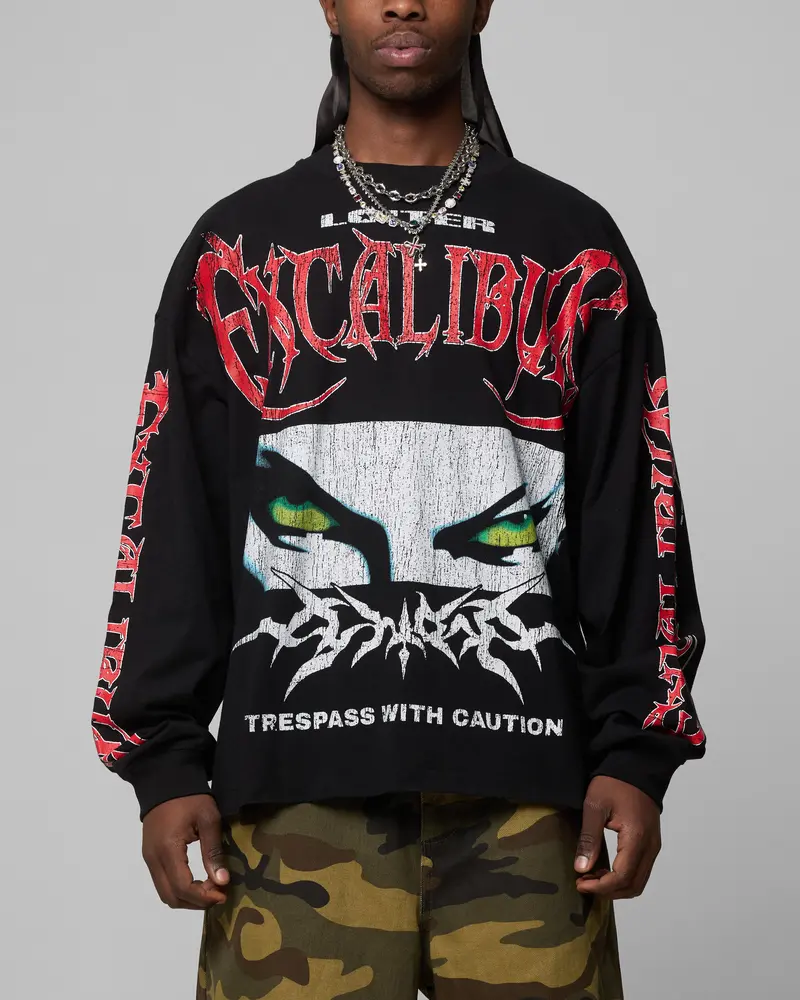 Loiter Trespass Long Sleeve T-Shirt Vintage Black 1