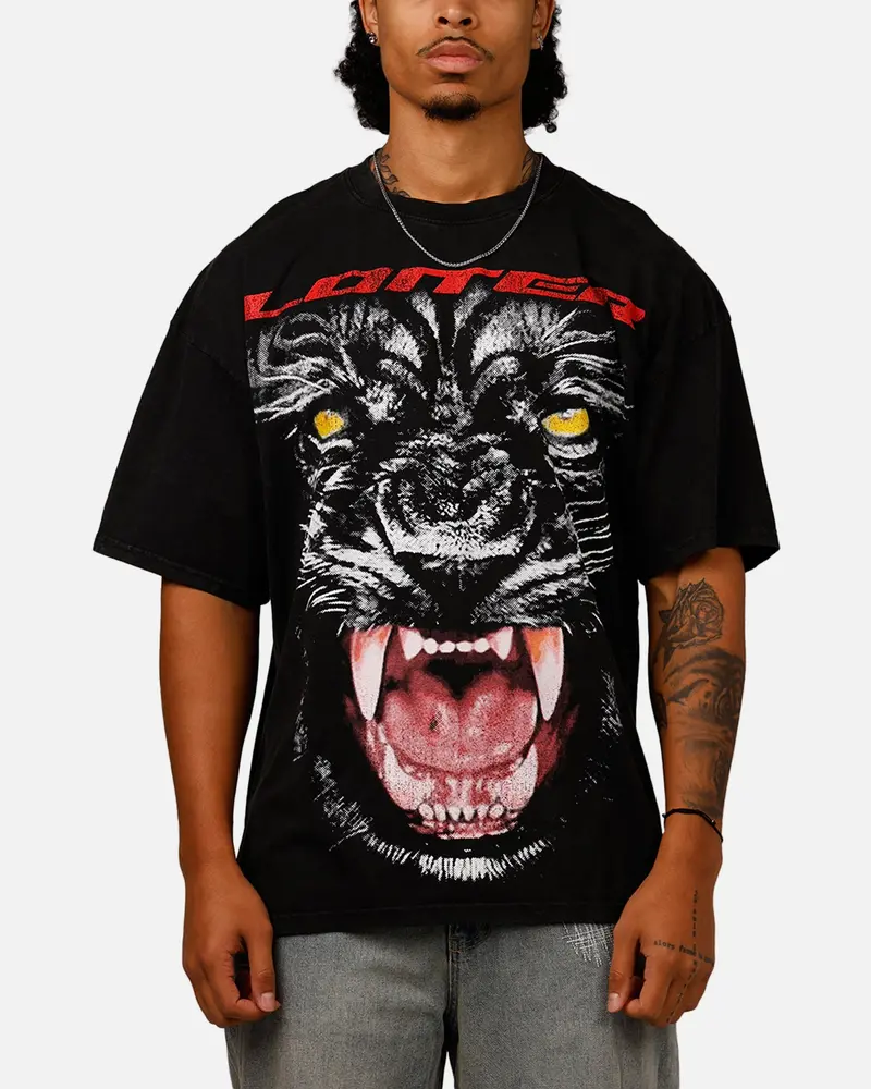 Loiter Urban Beast Vintage T-Shirt Black Acidwash 1