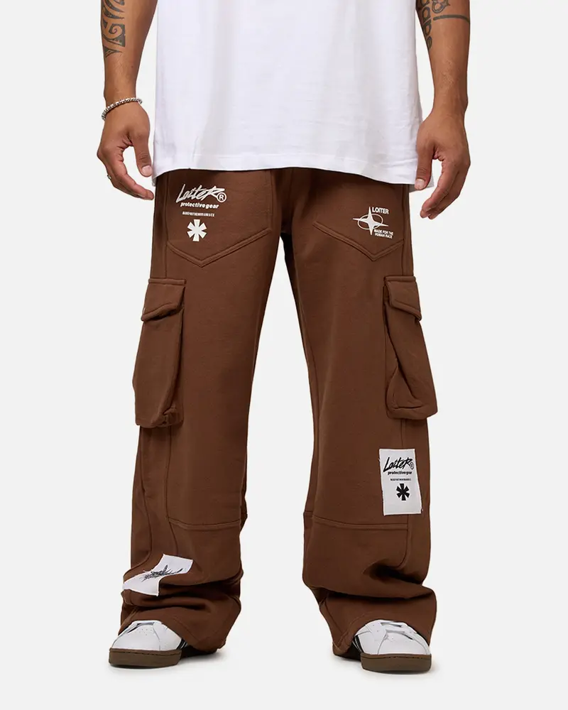 Loiter Utopia Cargo Sweat Pants Brown 1