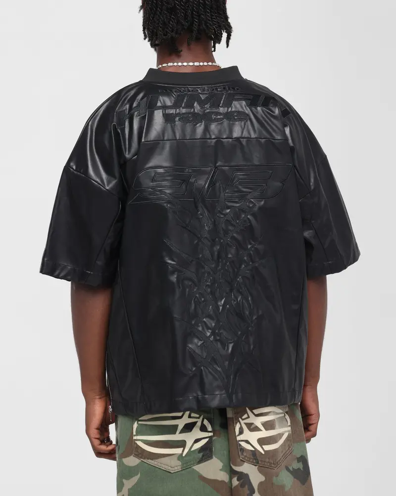 Loiter Vegan Leather Football Top Black 2