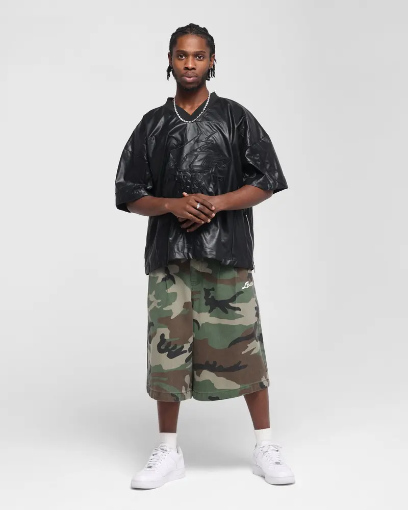 Loiter Vegan Leather Football Top Black 3