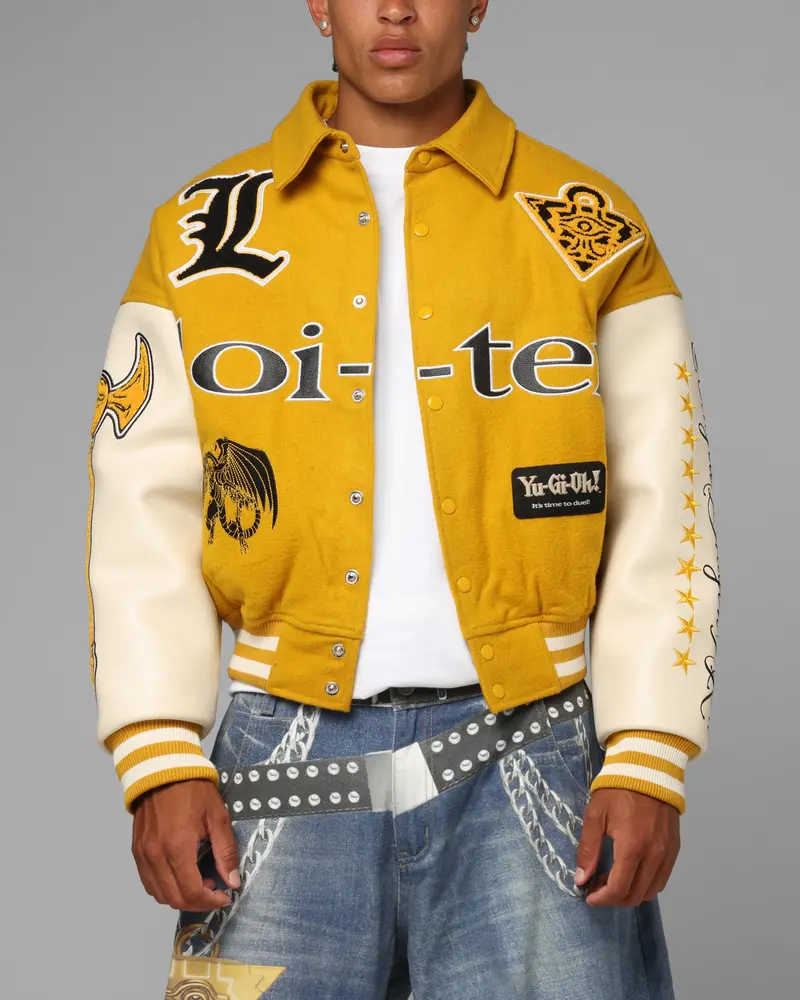 Loiter X Yu-Gi-Oh! Dragon Of Ra Varsity Jacket Off White/Yellow 1