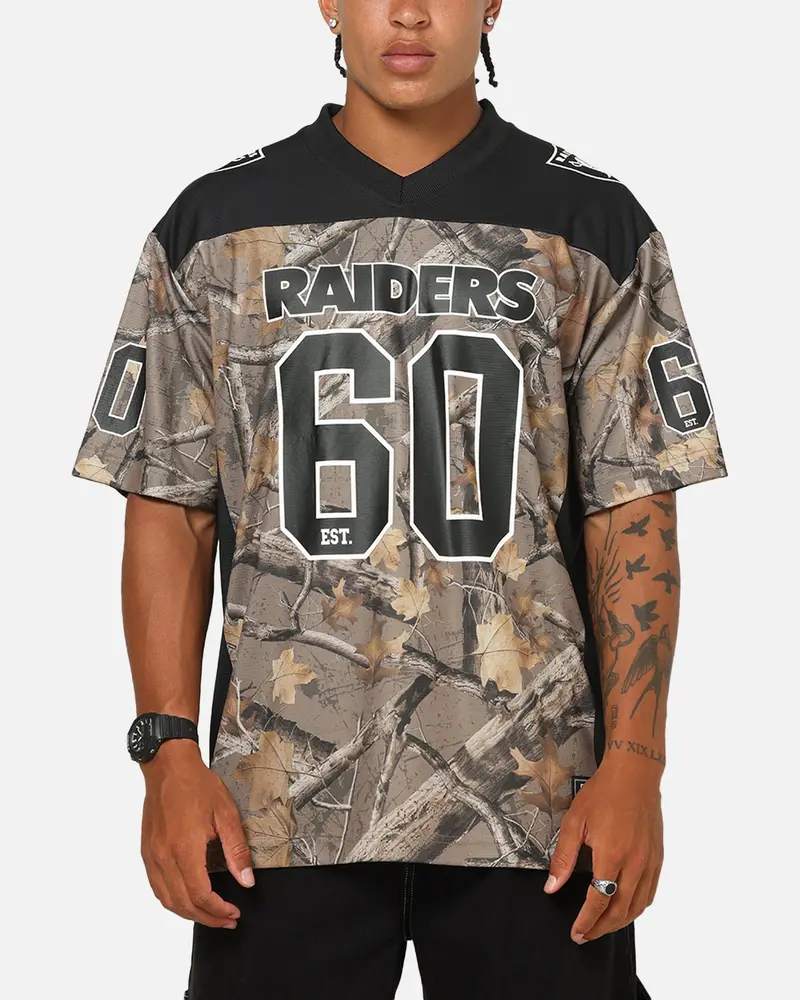 Majestic Athletic Las Vegas Raiders Mesh Oversized T-Shirt Khaki Forest Camo 1