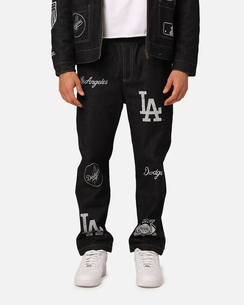 Majestic Athletic Los Angeles Dodgers Etched Denim Jeans Washed Black Denim 1