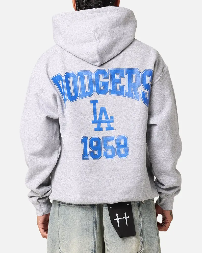 Majestic Athletic Los Angeles Dodgers Wordmark Arch Hoodie Grey 1