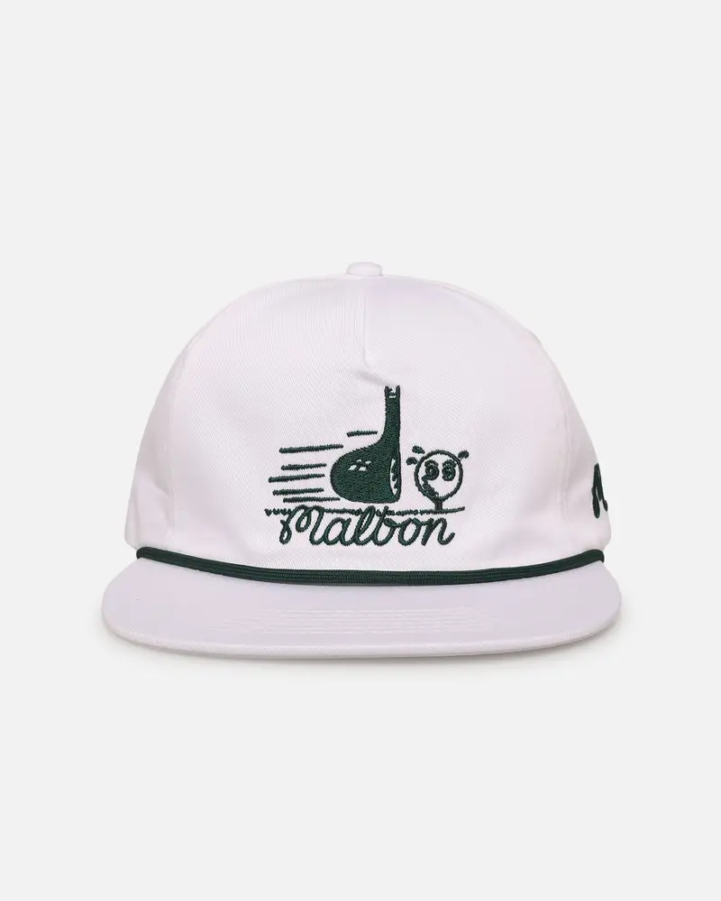 Malbon Cotton Twill Rope Snapback Hat White 1