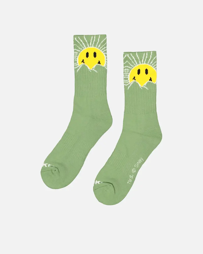 Market X Smiley Sunrise Socks Basil 1