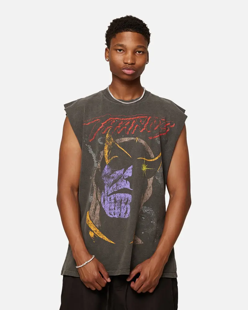 Marvel Thanos Heavyweight Vintage Muscle T-Shirt Black Wash 1