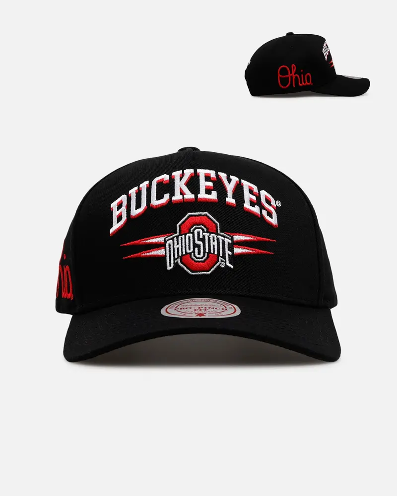 Mitchell & Mess Ohio State Buckeyes 'Shadow Script' Pro Pinch Snapback Black 1